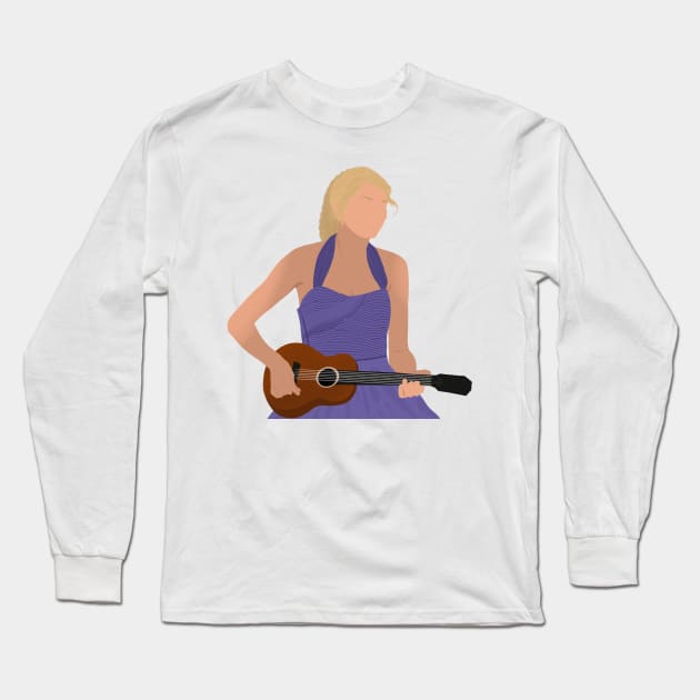 taylor with her guitar on stage purple dress country era Long Sleeve T-Shirt by senaeksi